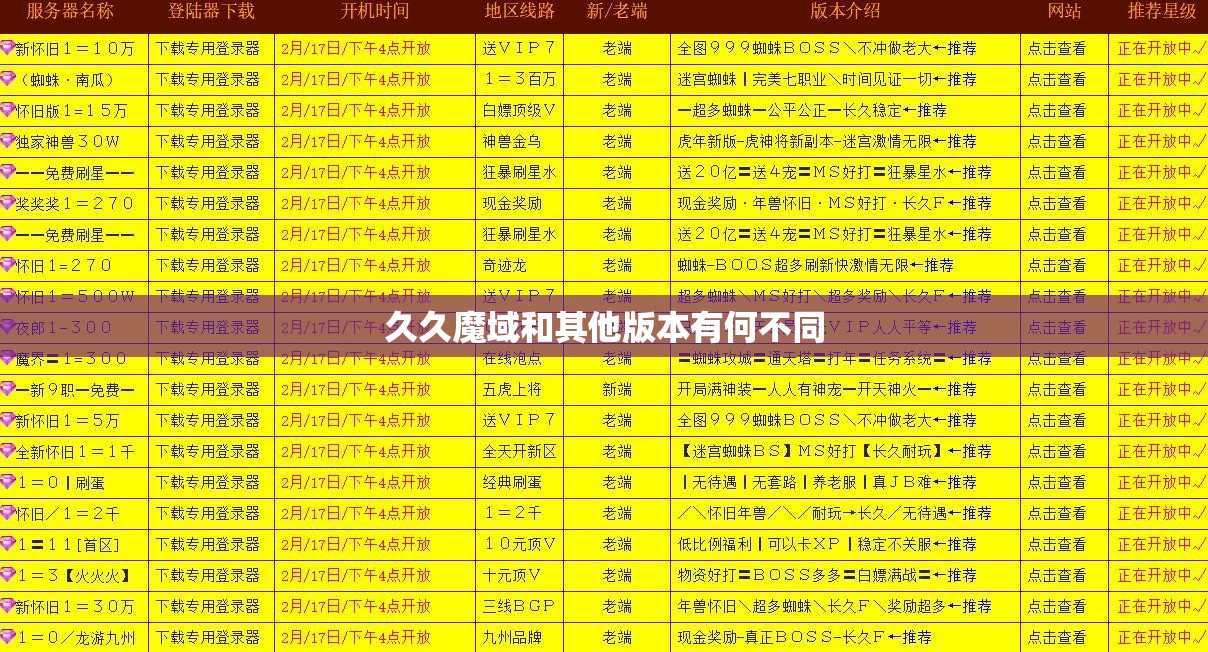 久久魔域和其他版本有何不同