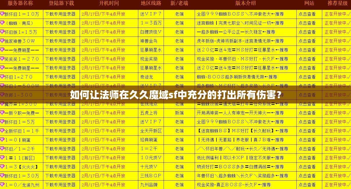 如何让法师在久久魔域sf中充分的打出所有伤害？
